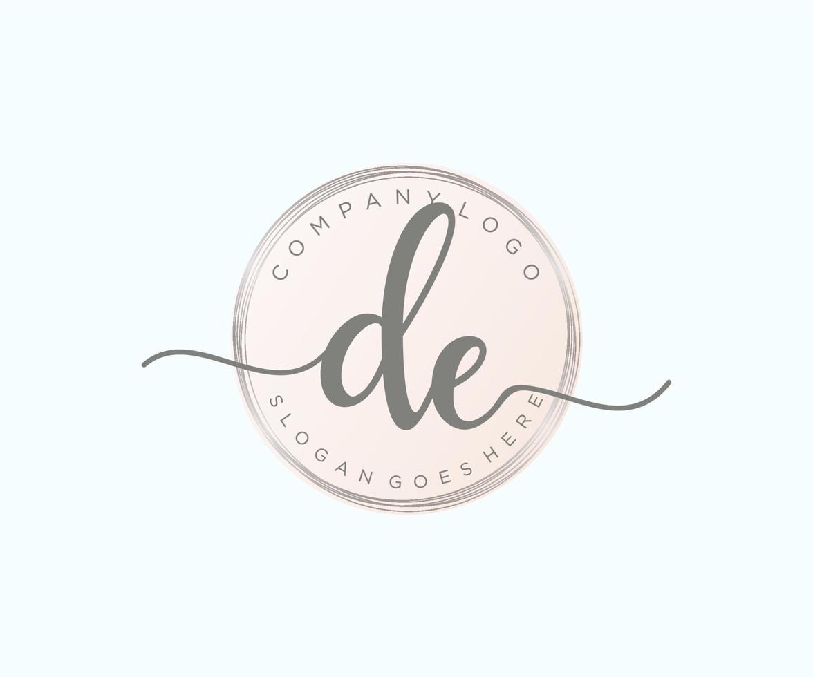 Initial DE feminine logo. Usable for Nature, Salon, Spa, Cosmetic and Beauty Logos. Flat Vector Logo Design Template Element.