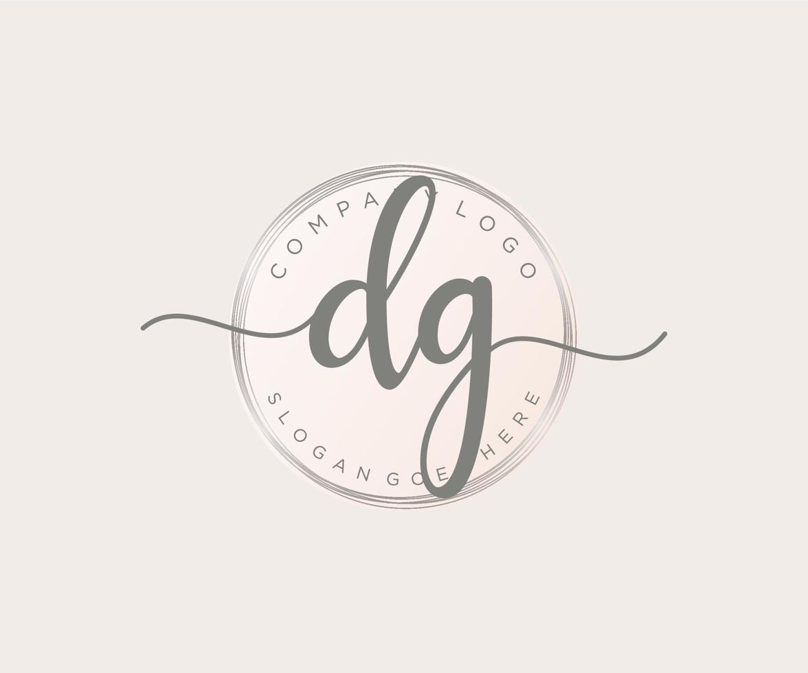 logotipo femenino inicial dg. utilizable para logotipos de naturaleza, salón, spa, cosmética y belleza. elemento de plantilla de diseño de logotipo de vector plano.