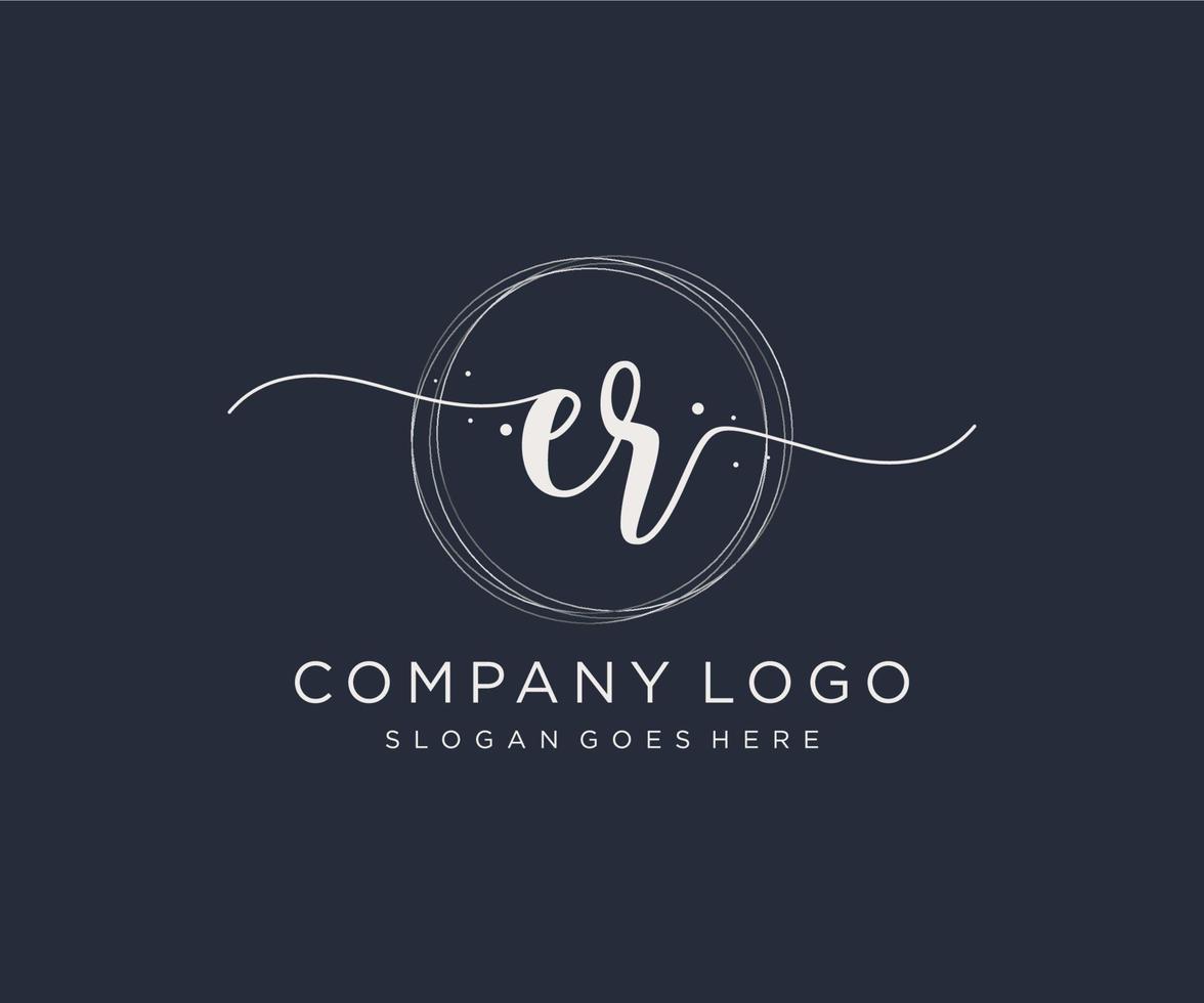 Initial ER feminine logo. Usable for Nature, Salon, Spa, Cosmetic and Beauty Logos. Flat Vector Logo Design Template Element.