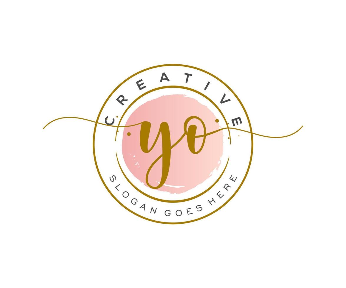 initial YO Feminine logo beauty monogram and elegant logo design, handwriting logo of initial signature, wedding, fashion, floral and botanical with creative template. vector