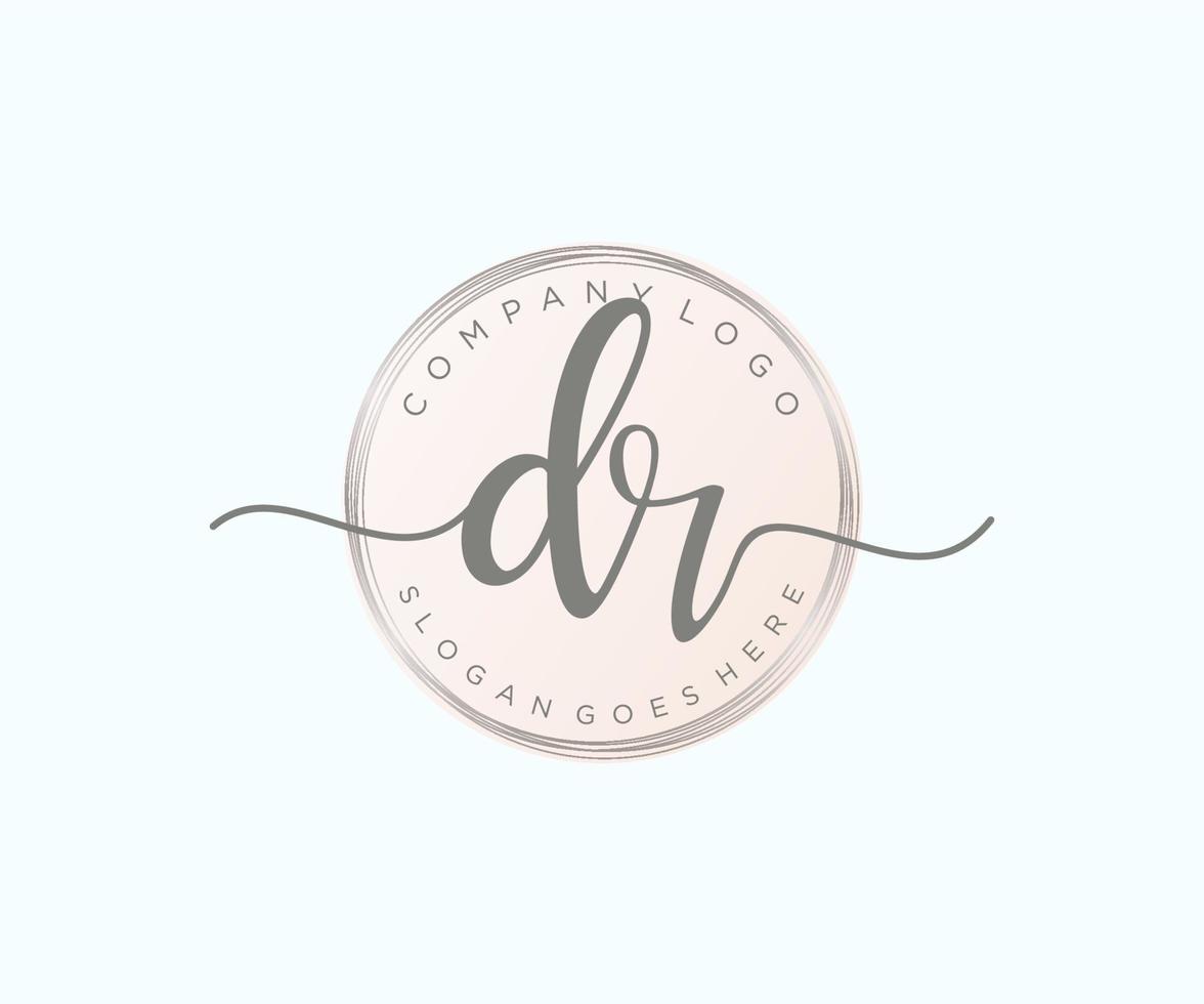 Initial DR feminine logo. Usable for Nature, Salon, Spa, Cosmetic and Beauty Logos. Flat Vector Logo Design Template Element.