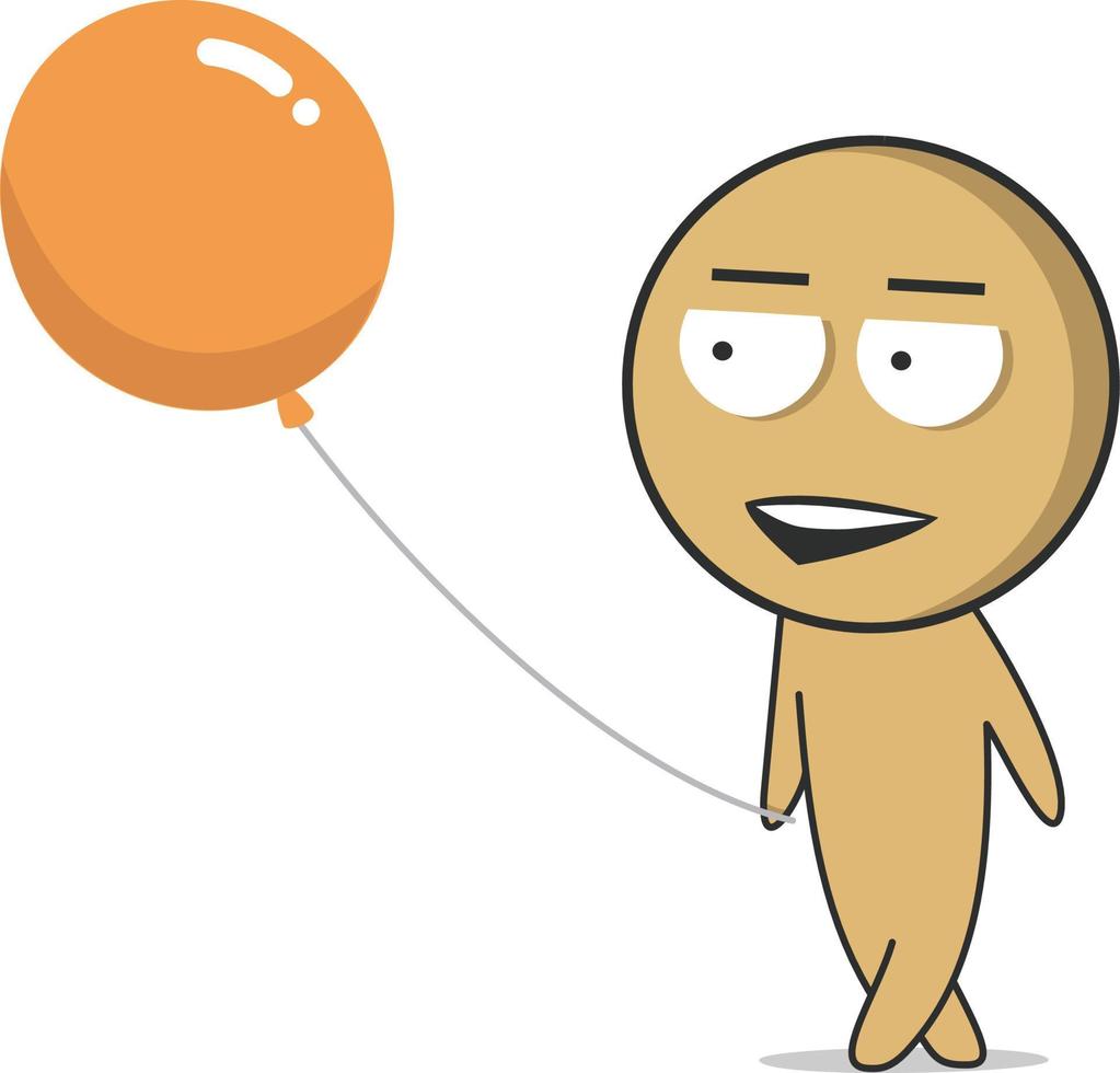 Cheerful man walking with a balloon vector