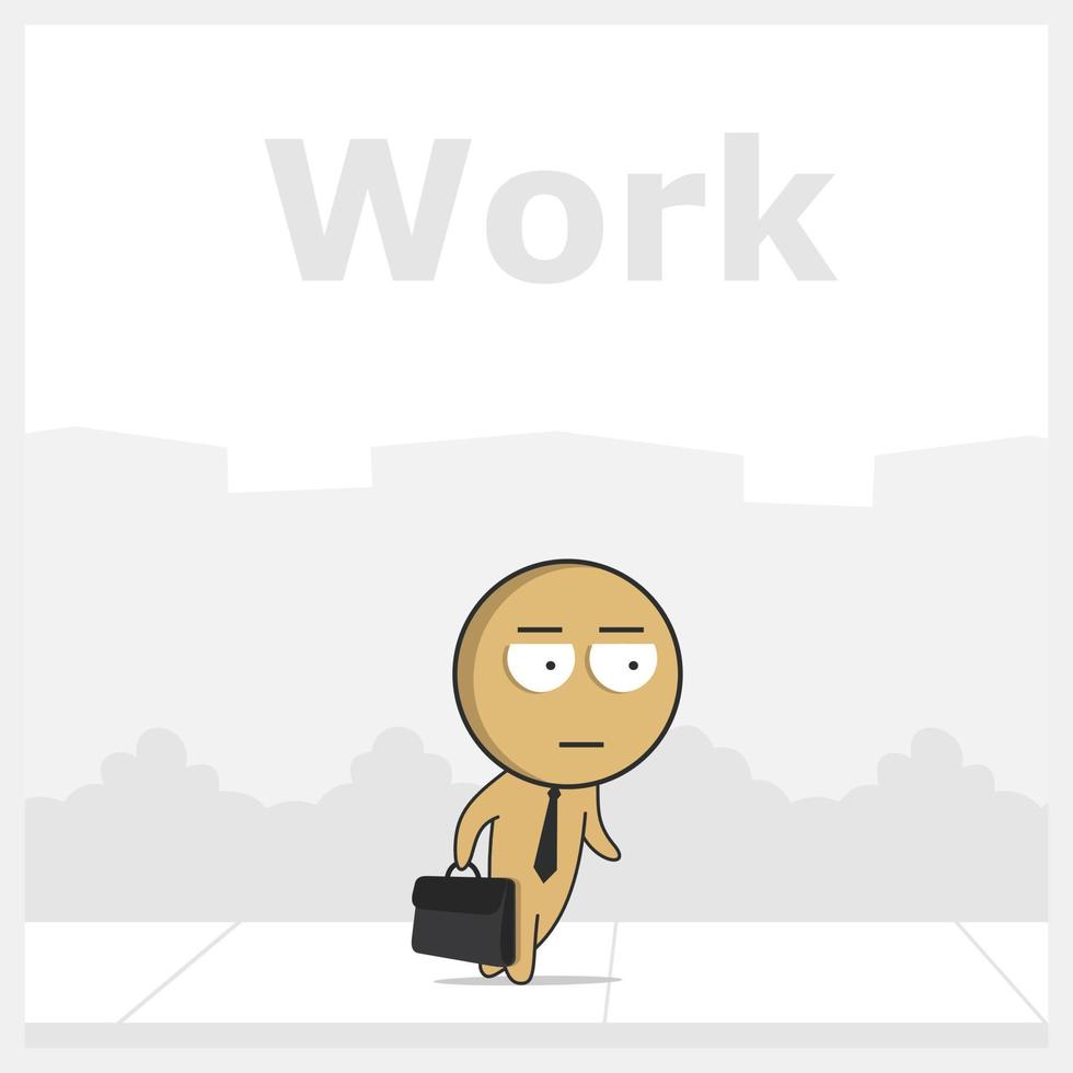 Man with tie and suitcase goes to work vector