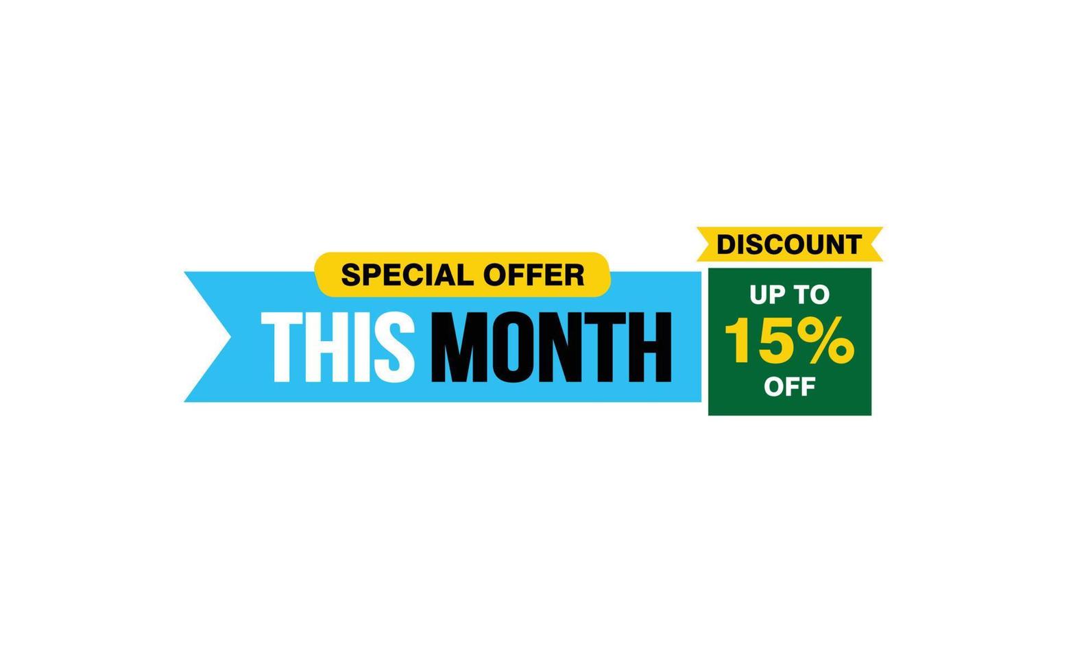 15 Percent THIS MONTH offer, clearance, promotion banner layout with sticker style. vector