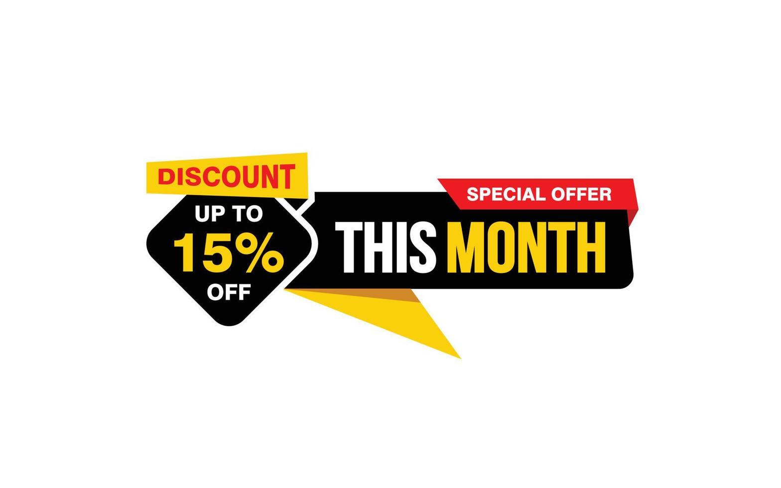 15 Percent THIS MONTH offer, clearance, promotion banner layout with sticker style. vector