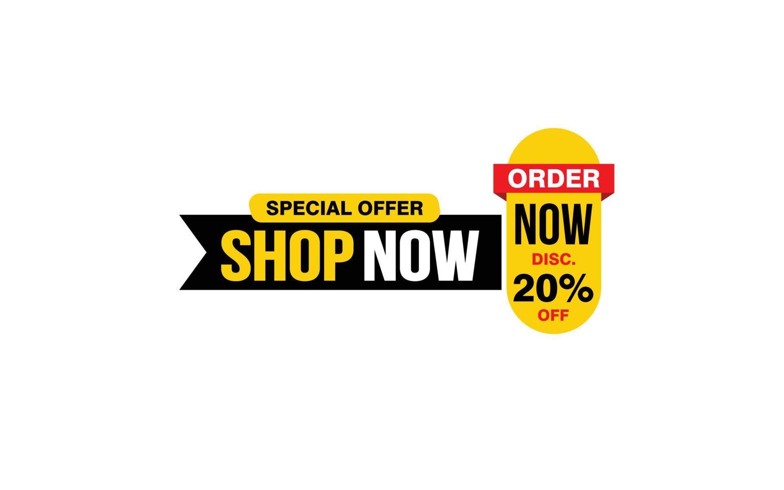 20 Percent SHOP NOW offer, clearance, promotion banner layout with sticker style. vector