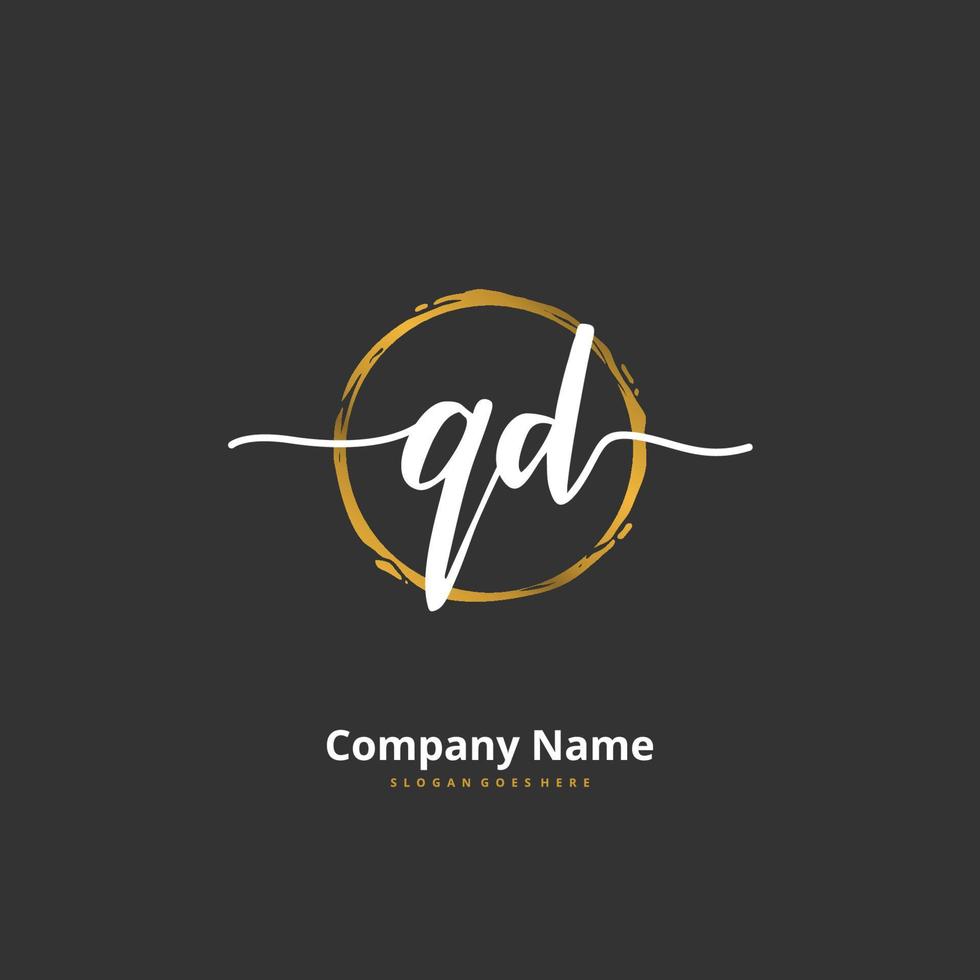 QD Initial handwriting and signature logo design with circle. Beautiful design handwritten logo for fashion, team, wedding, luxury logo. vector