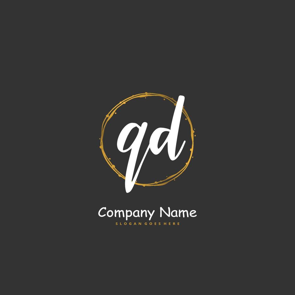 QD Initial handwriting and signature logo design with circle. Beautiful design handwritten logo for fashion, team, wedding, luxury logo. vector