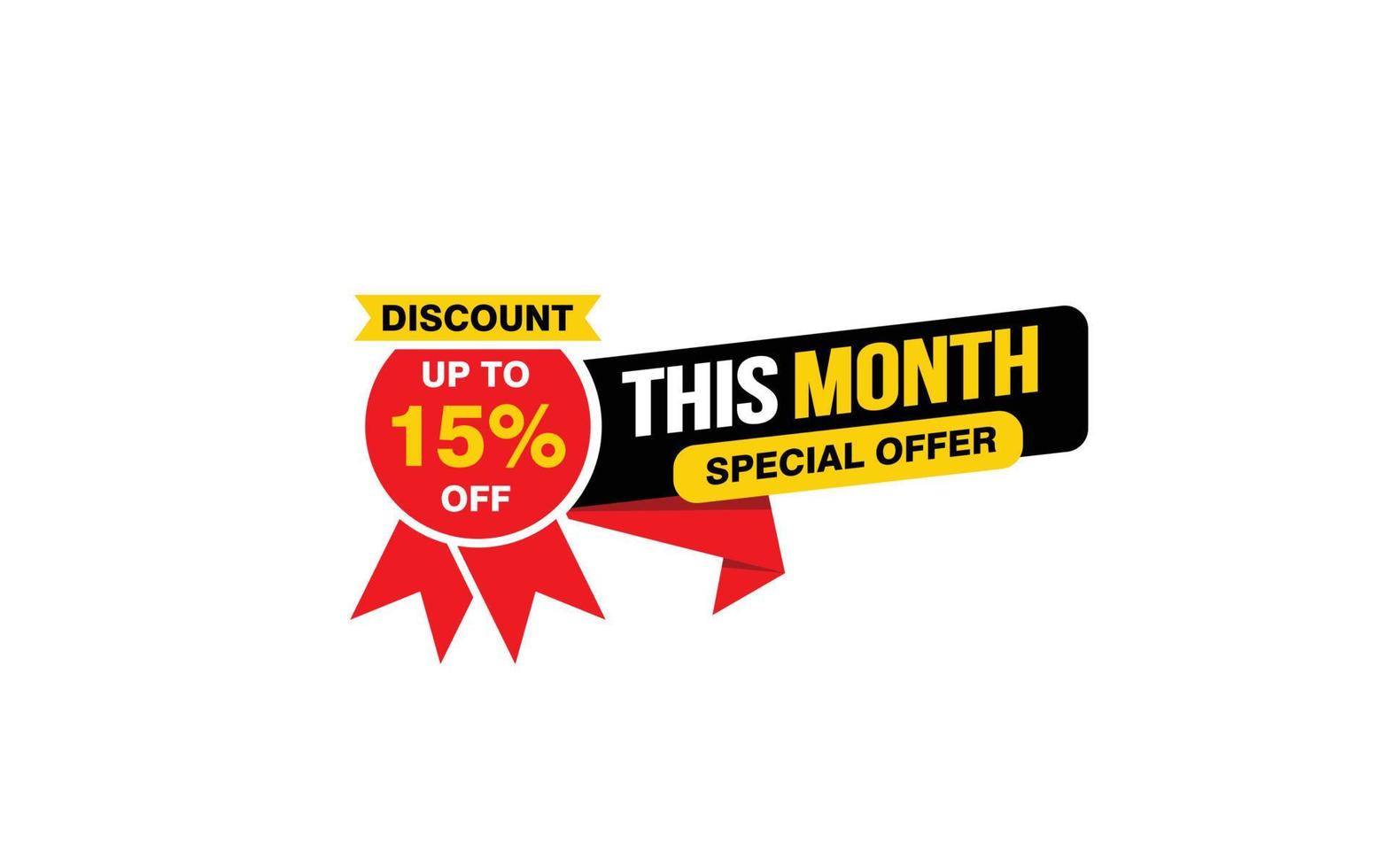 15 Percent THIS MONTH offer, clearance, promotion banner layout with sticker style. vector