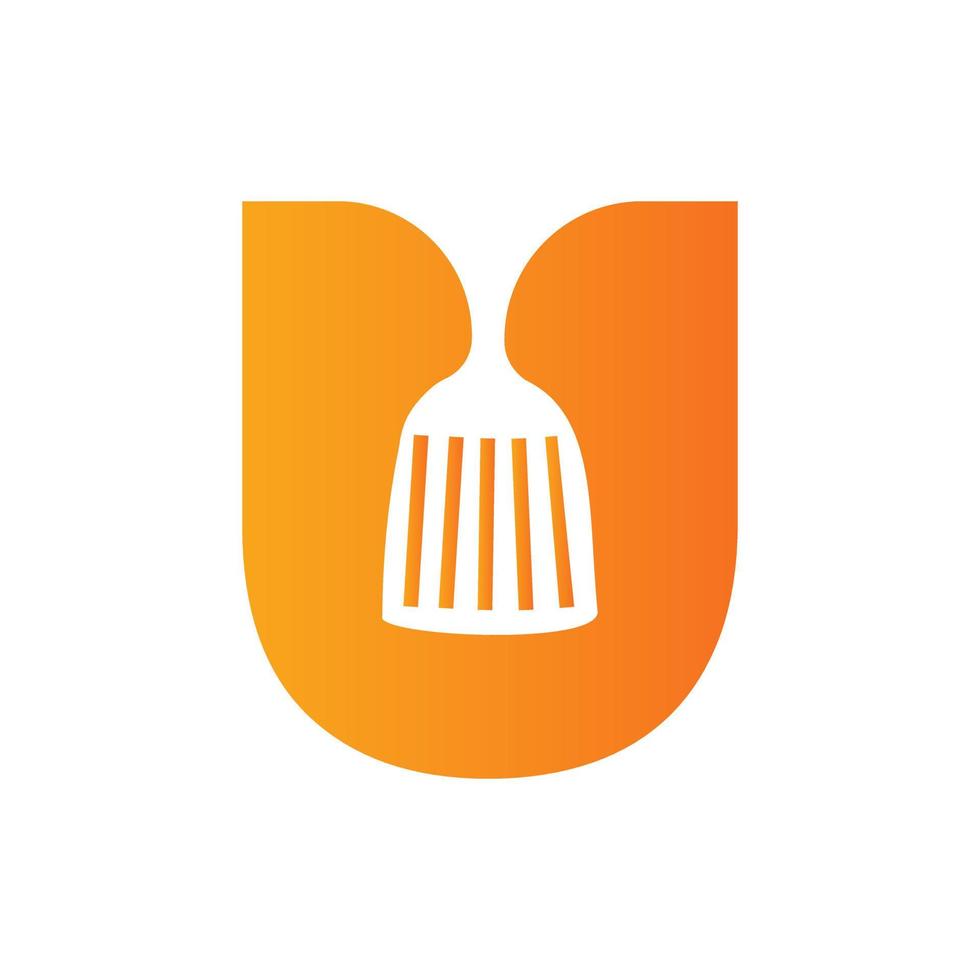 Letter U Kitchen Spatula Logo. Kitchen Logo Design Combined With Kitchen Spatula For Restaurant Symbol vector