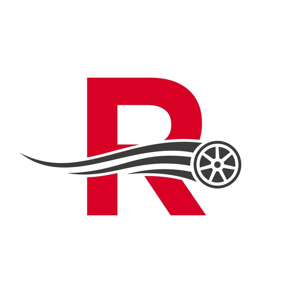 Sport Car Letter R Automotive Car Repair Logo Design Concept With Transport Tire Icon Vector Template