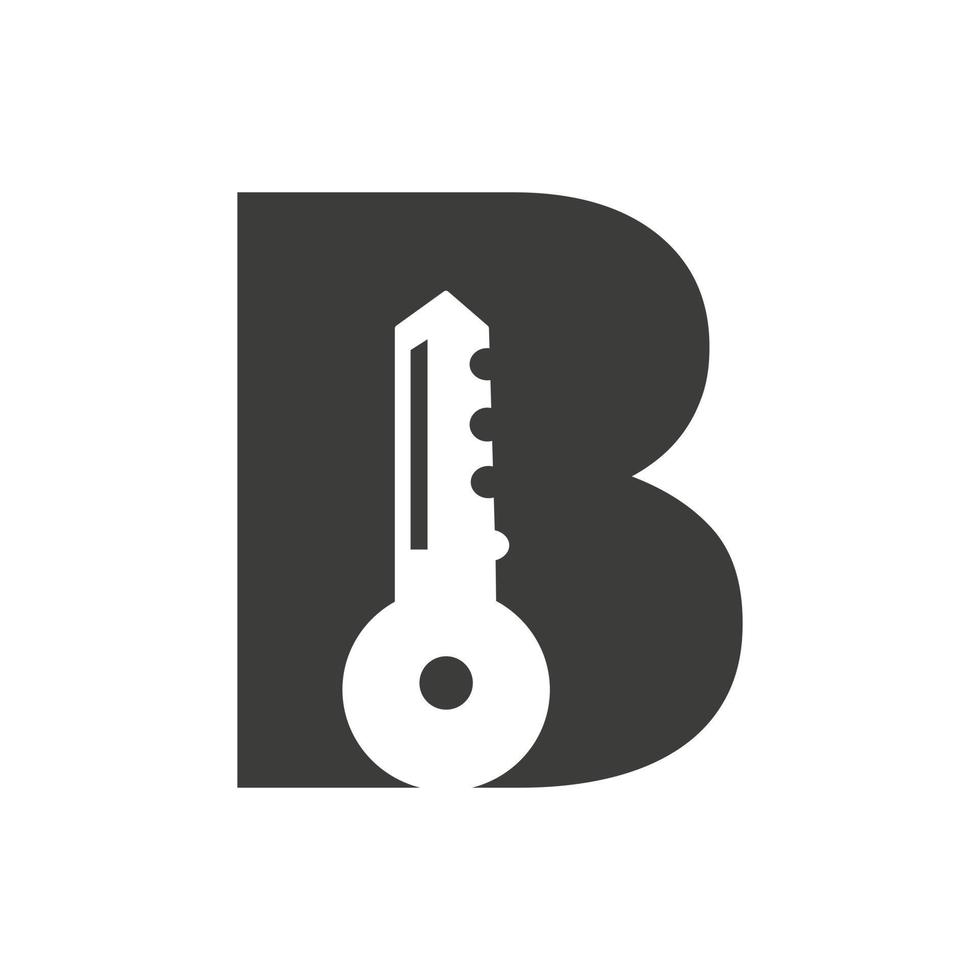 Letter B Key Logo Combine With House Locker Key For Real Estate and House Rental Symbol Vector Template