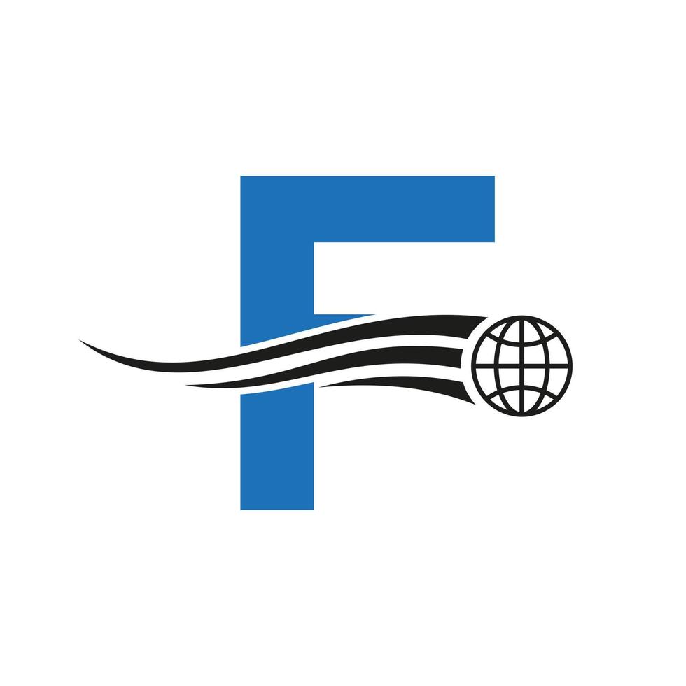 Letter F Global Logo Combined With Global Icon, Earth Sign For Business and Technology Identity Template vector