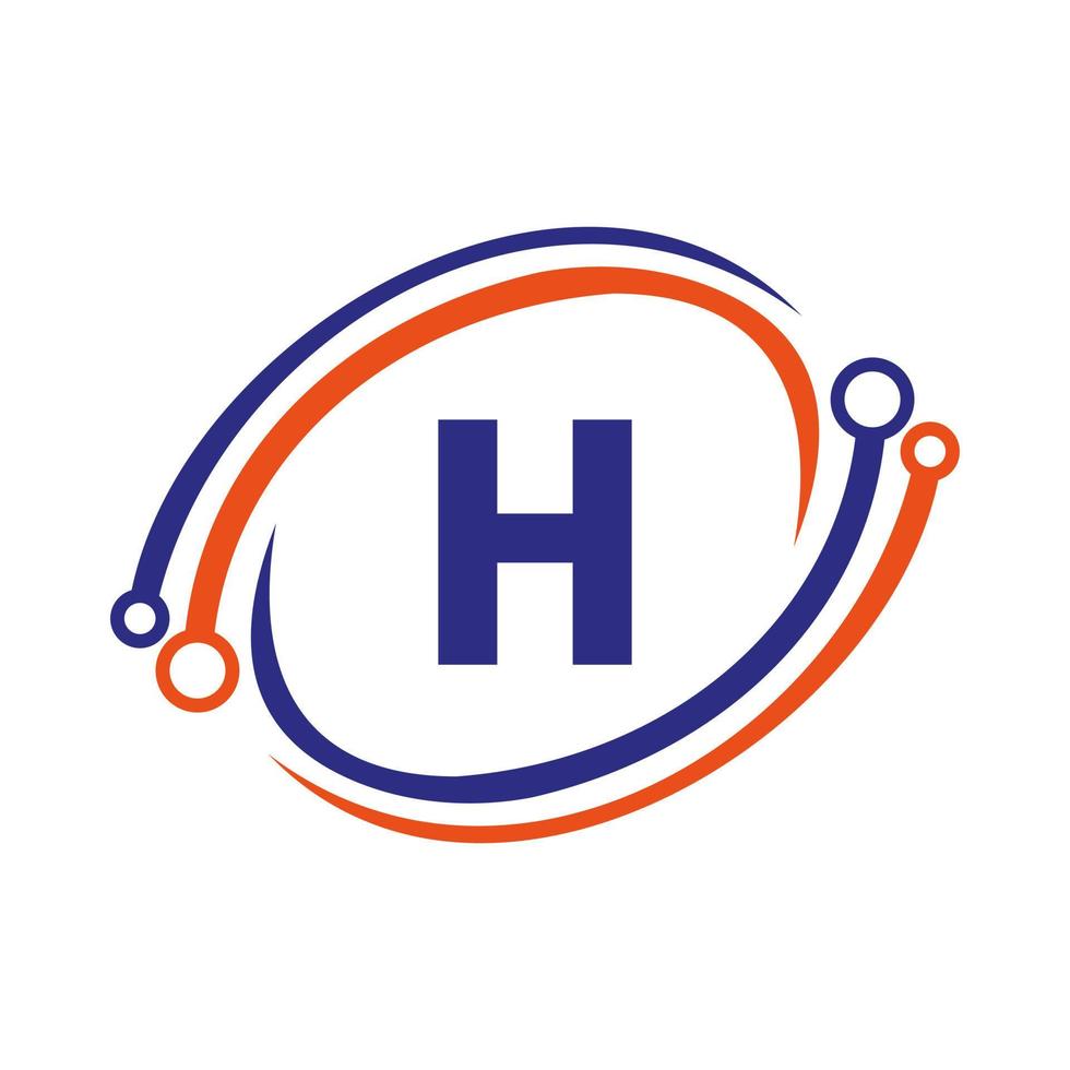 Technology Logo Design On H Letter Concept. Technology Network Logo Template vector
