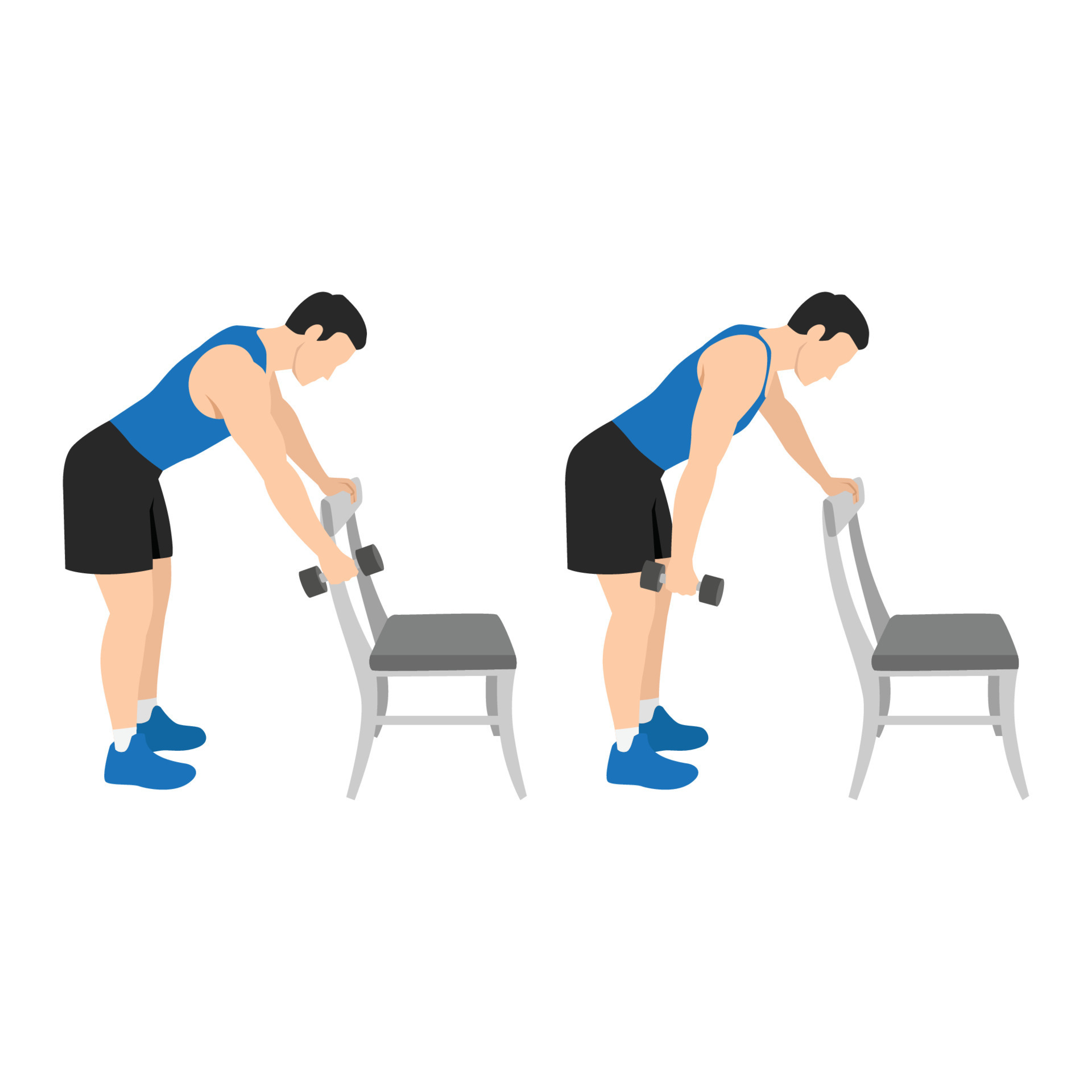 Man doing bent over dumbbell shoulder pendulums or swings exercise