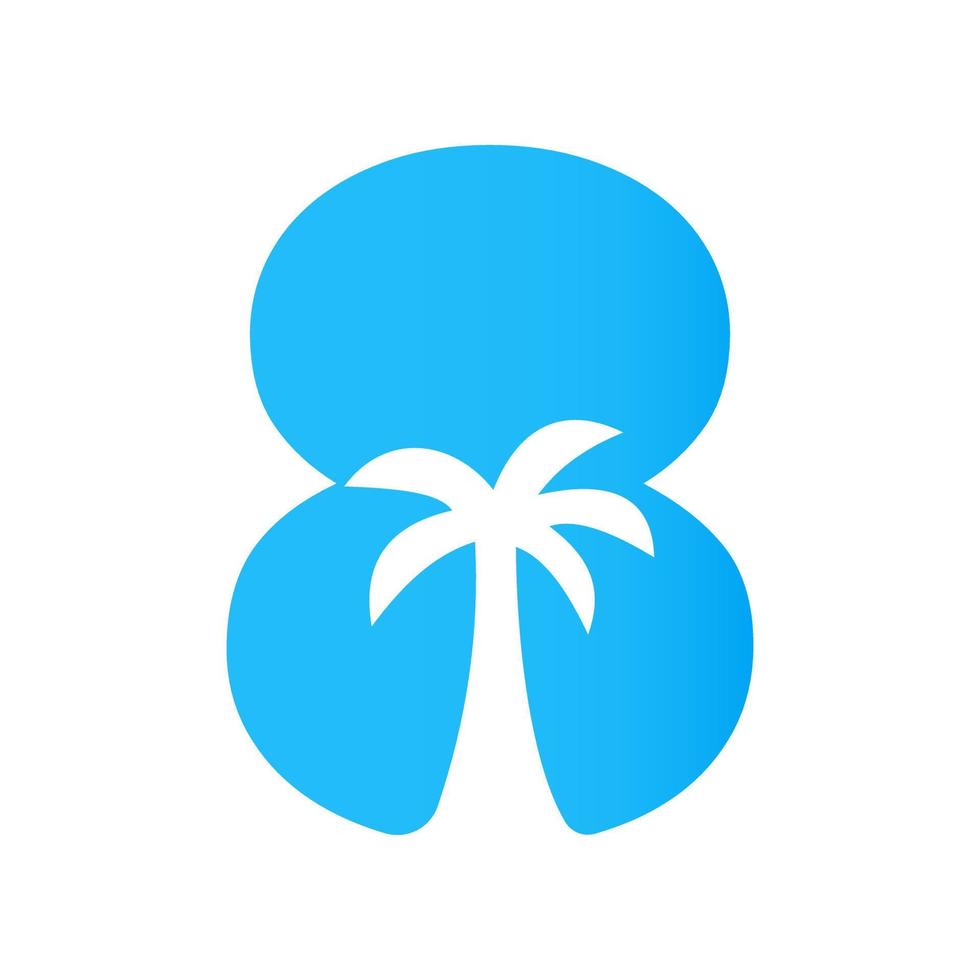 letra 8 concepto de diseño de logotipo de palmera para viajes playa paisaje icono vector plantilla