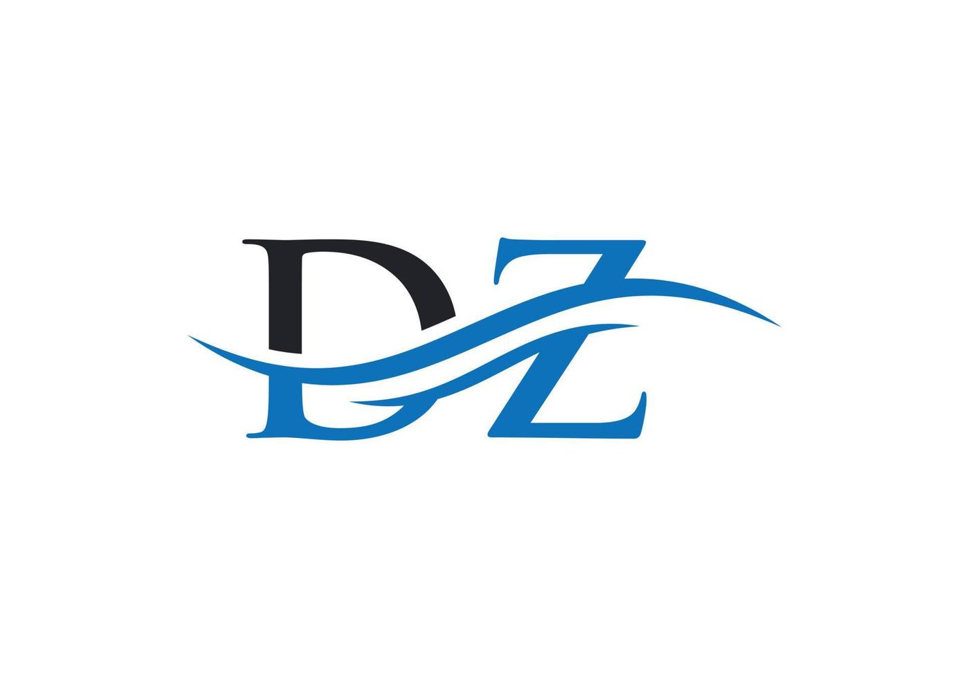 vector de logotipo dz de onda de agua. diseño de logotipo swoosh letter dz para identidad empresarial y empresarial