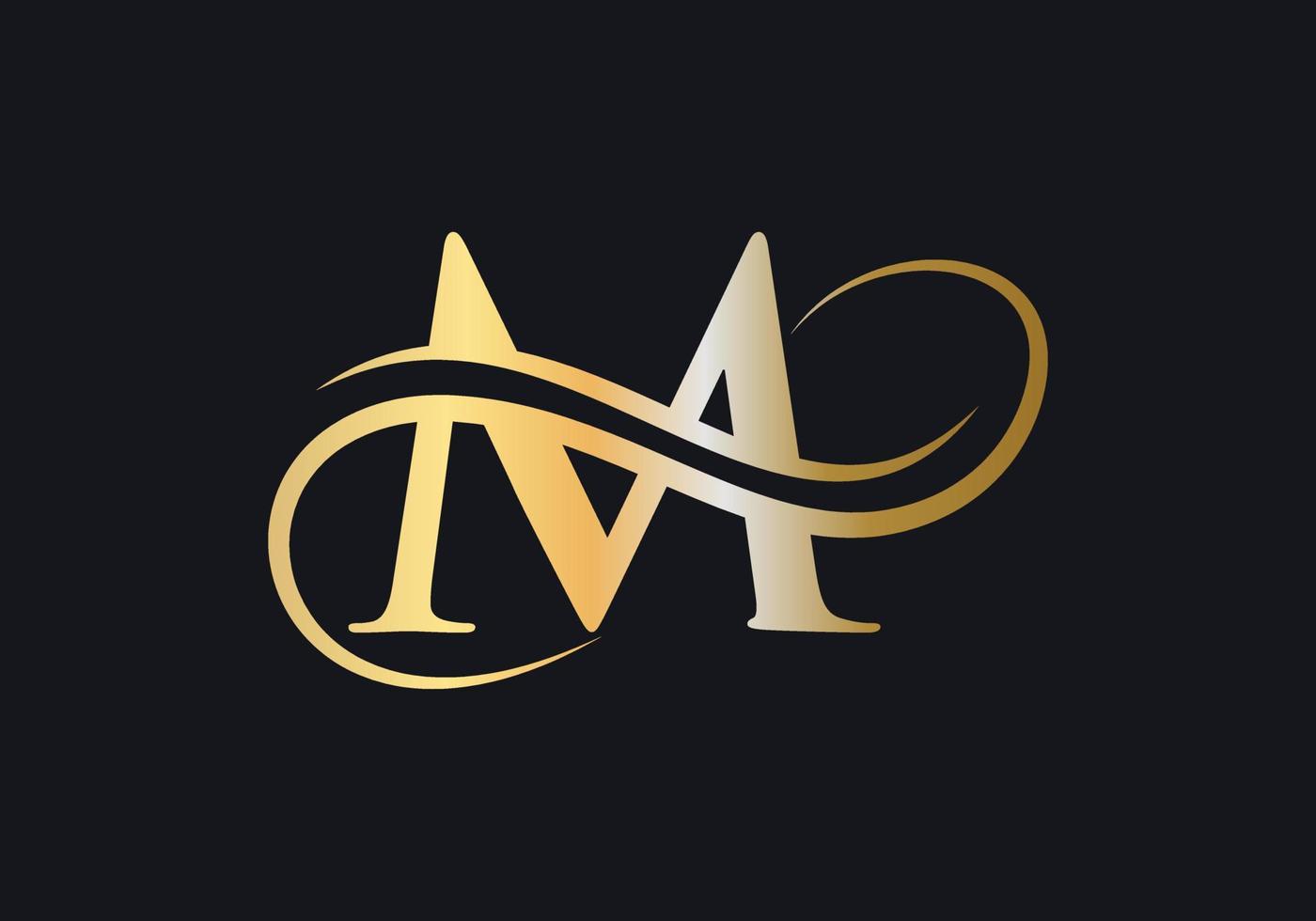 Letter M Logo Luxurious Sign with Golden Luxury Color and Monogram Symbol vector