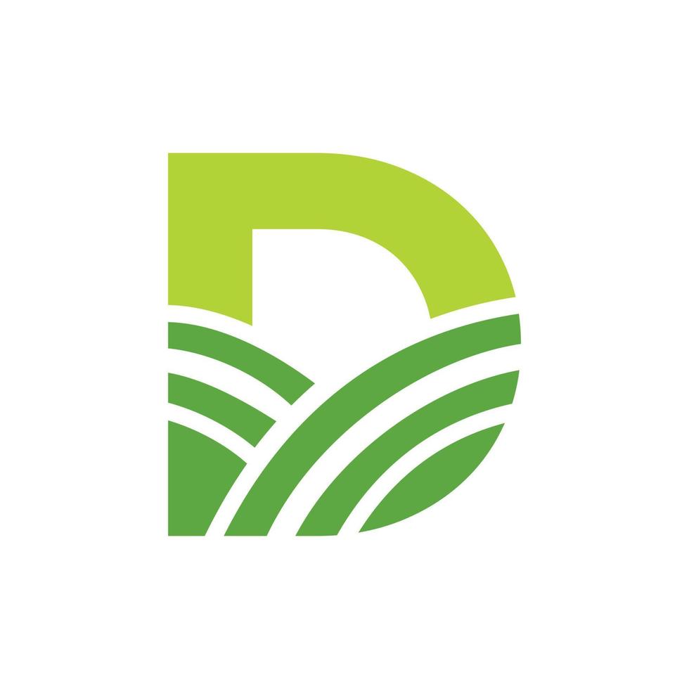 Letter D Agriculture Logo. Agro Farm Logo Based on Alphabet for Bakery, Bread, Cake, Cafe, Pastry, Home Industries Business Identity vector