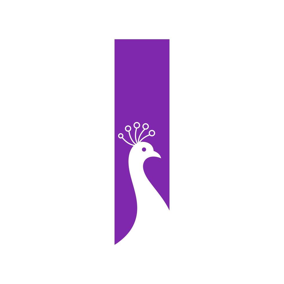 letra i hermosa plantilla de logotipo de pavo real plantilla de vector logotipo colorido