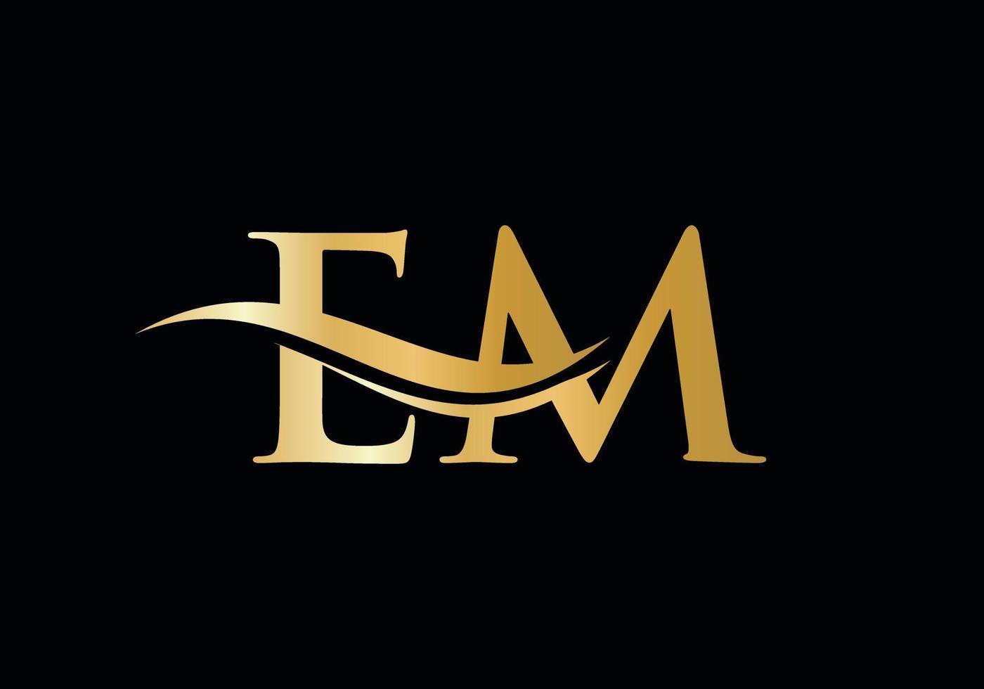 Premium Letter EM Logo Design with water wave concept. EM letter logo design with modern trendy vector