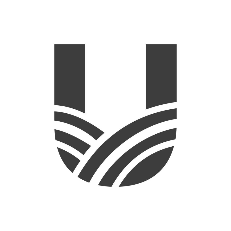 logotipo de agricultura en concepto de letra u. logotipo de granja basado en el alfabeto para panadería, pan, pastelería, identidad comercial de industrias domésticas vector