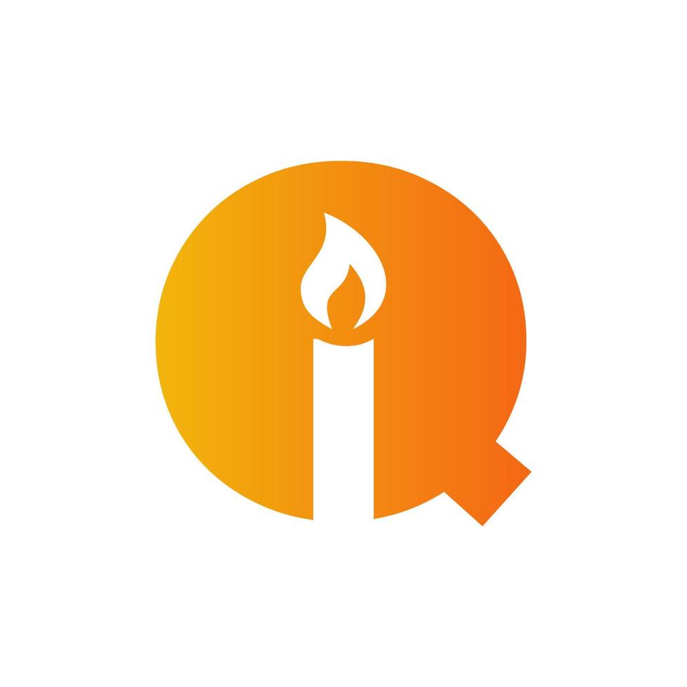 Letter Q Candle Logo Design For Event, Celebration and Party Symbol Vector