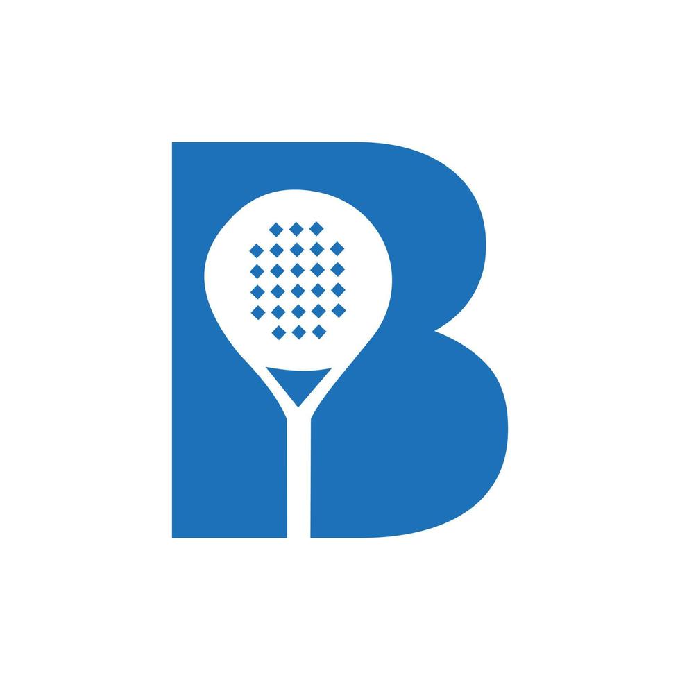 Letter B Padel Racket Logo Design Vector Template. Beach Table Tennis Club Symbol