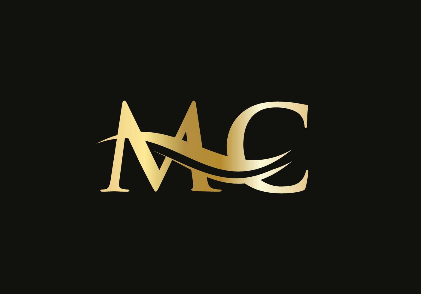 diseño inicial del logotipo de la letra dorada mc. diseño de logotipo mc con moda moderna vector