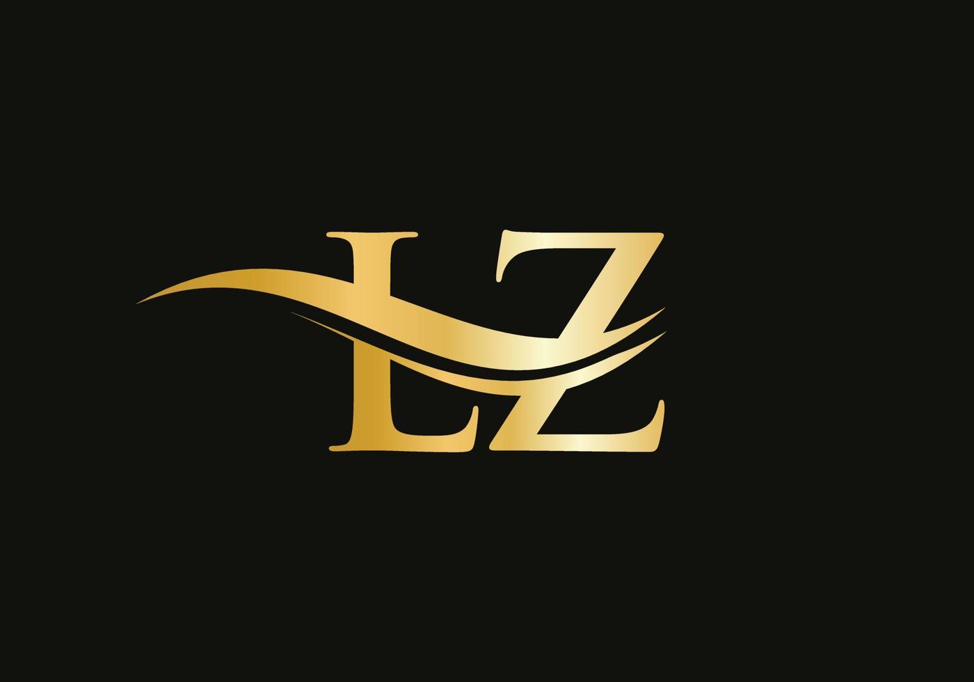 vector de logotipo lz de onda de agua. diseño de logotipo swoosh letter lz para identidad empresarial y empresarial
