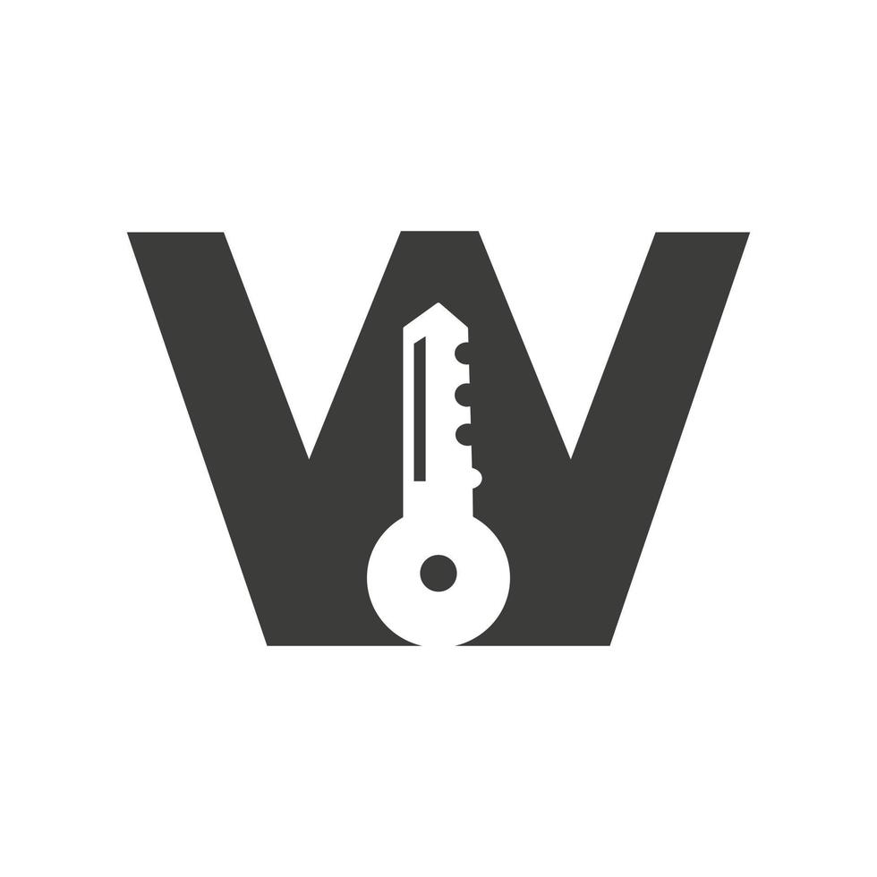 Letter W Key Logo Combine With House Locker Key For Real Estate and House Rental Symbol Vector Template