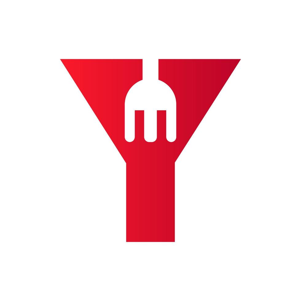 Letter Y Restaurant Logo Combined with Fork Icon Vector Template