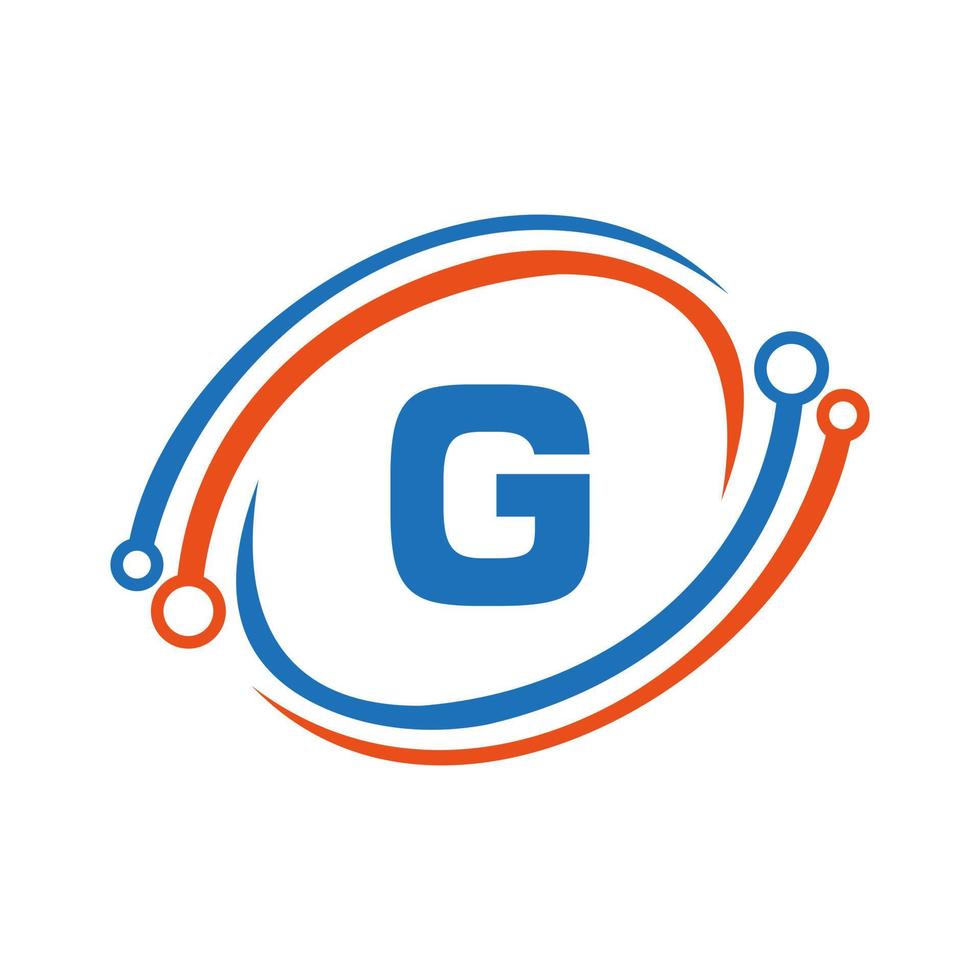 Technology Logo Design On G Letter Concept. Technology Network Logo Template vector