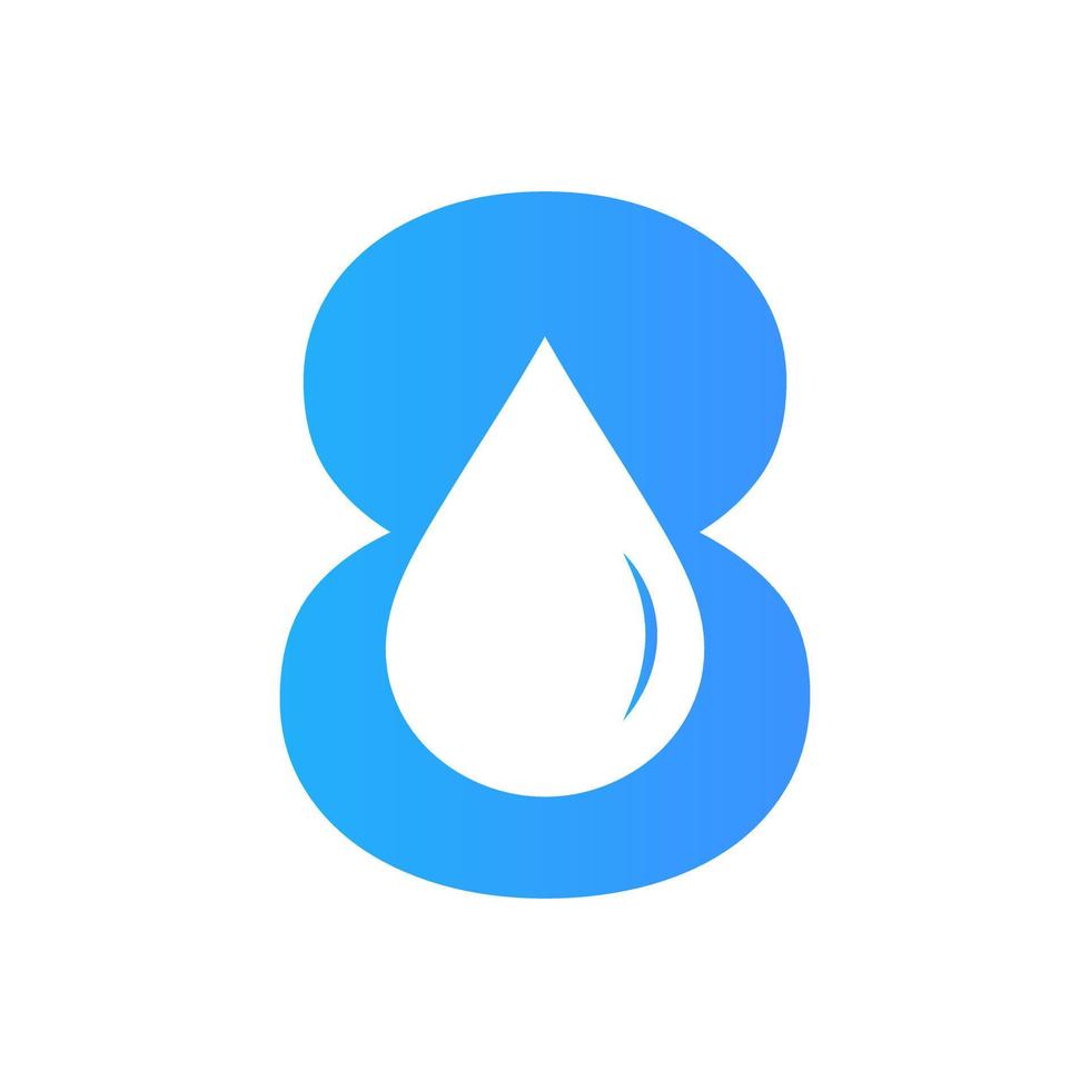 plantilla de vector de elemento de logotipo de agua de letra 8. símbolo del logotipo de la gota de agua