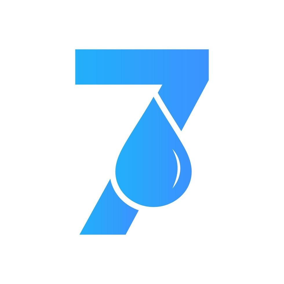 Letter 7 Water Logo Element Vector Template. Water Drop Logo Symbol