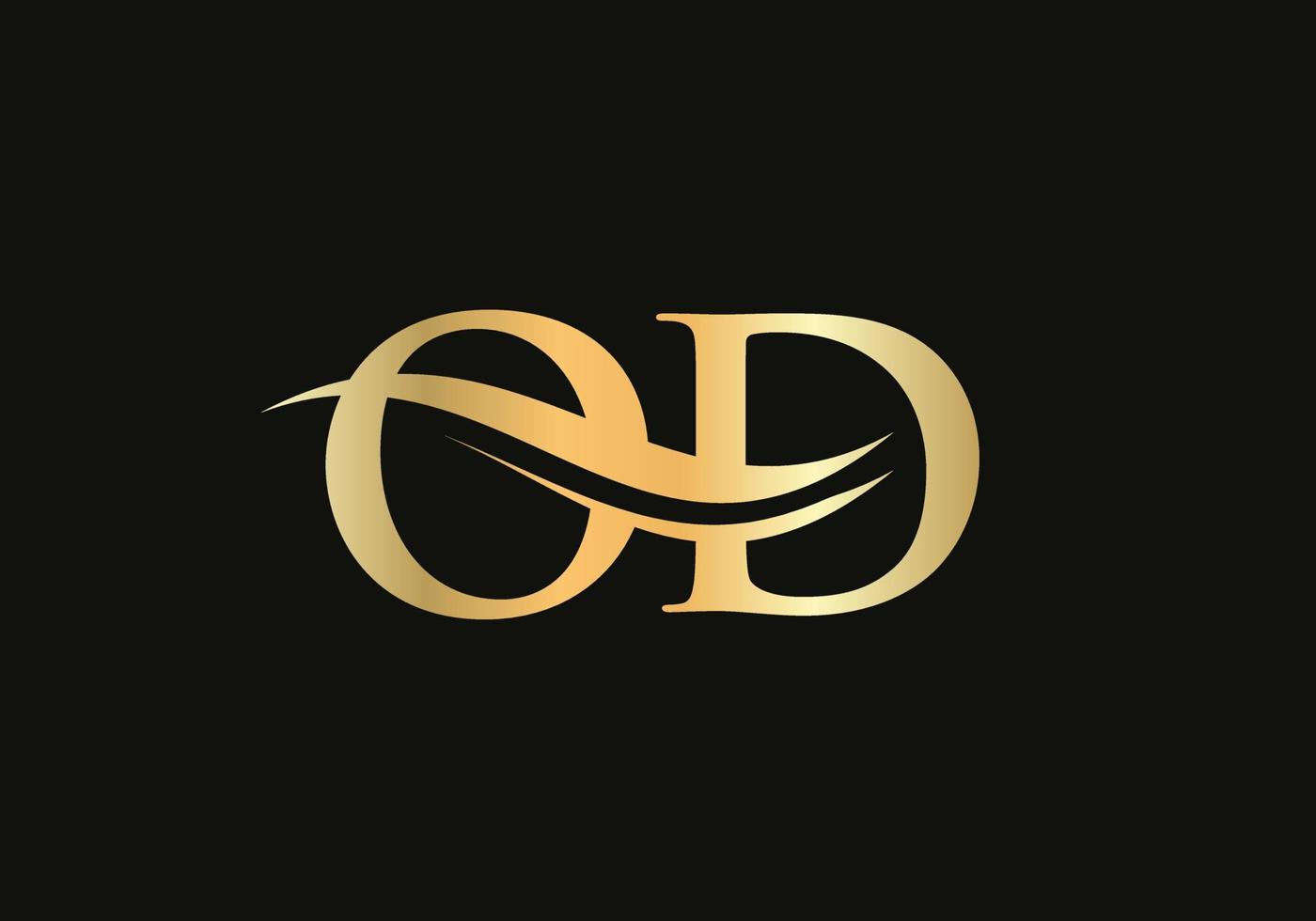 Gold OD letter logo design. OD logo design with creative and modern trendy vector