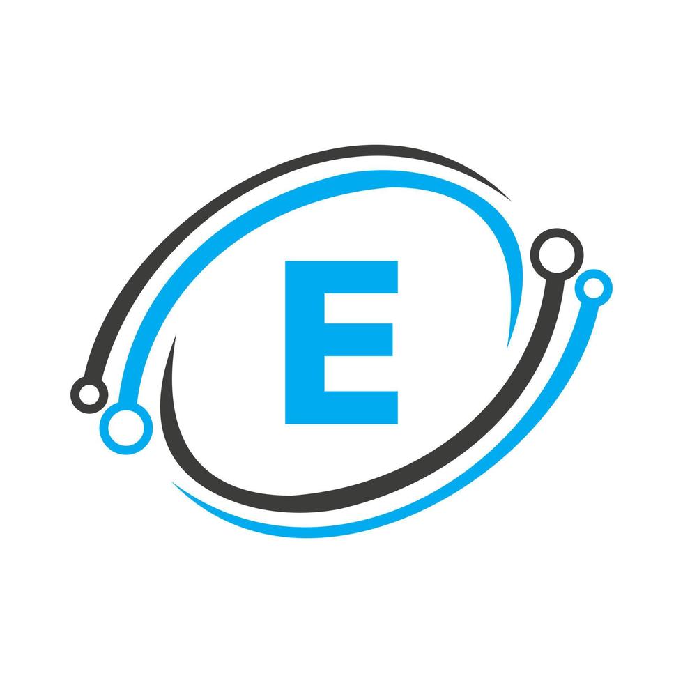 Technology Logo Design On E Letter Concept. Technology Network Logo Template vector