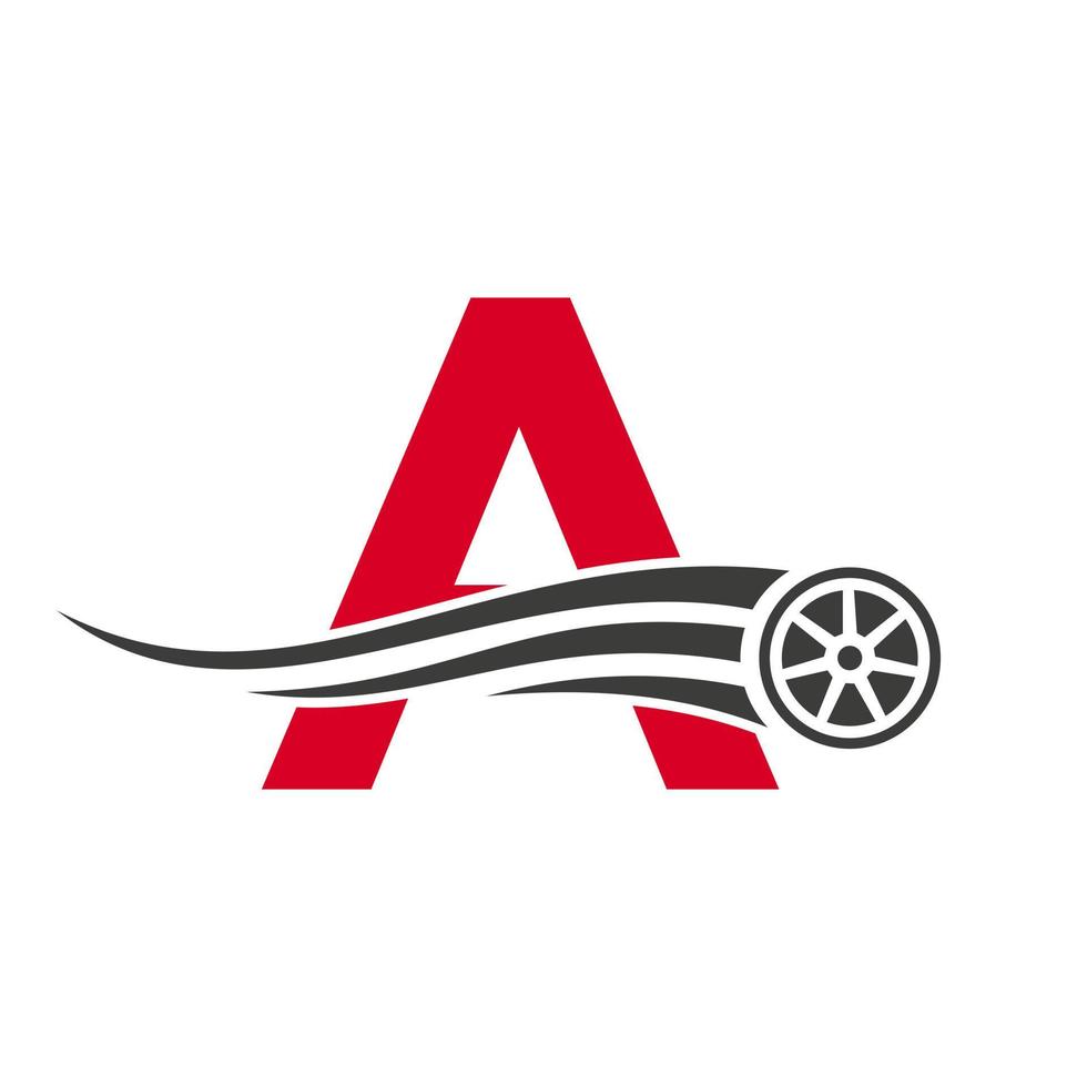 Sport Car Letter A Automotive Car Repair Logo Design Concept With Transport Tire Icon Vector Template