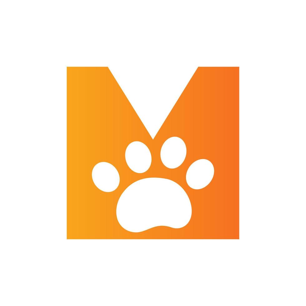 Letter M Pet Care Logo, Dog Logo Design Vector Sign and Symbol Template