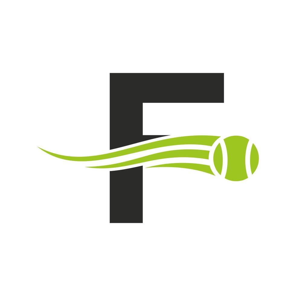 plantilla de diseño del logotipo del club de tenis letra f. academia deportiva de tenis, logotipo del club vector