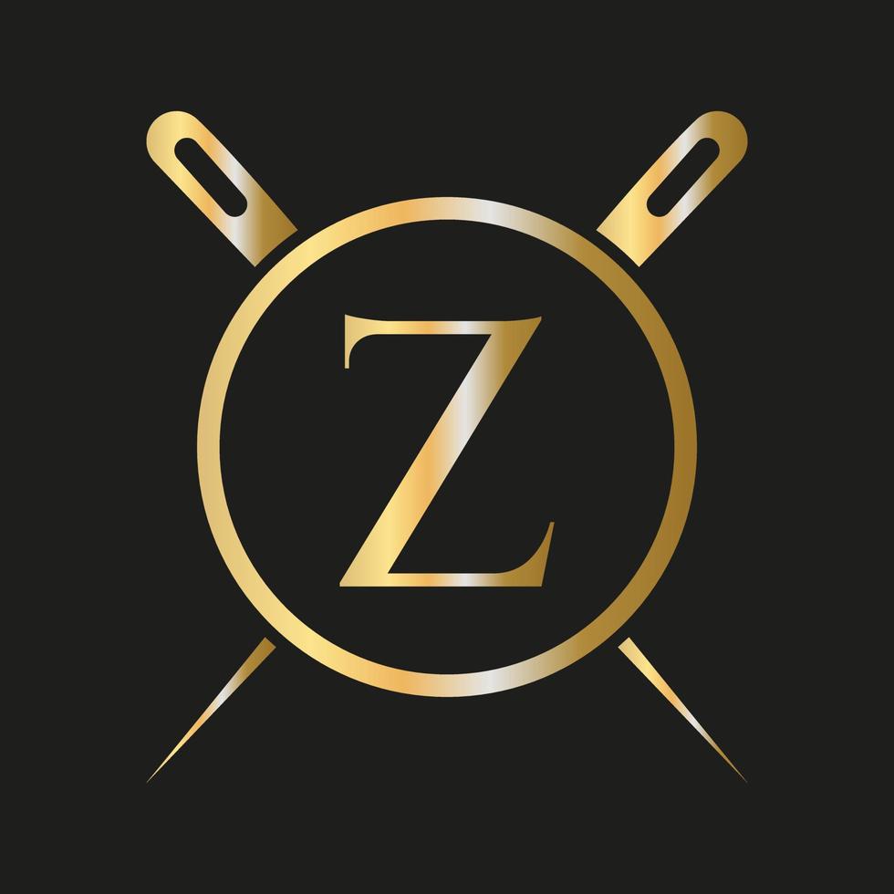 Letter Z Tailor Logo, Needle and Thread Combination for Embroider, Textile, Fashion, Cloth, Fabric Template vector
