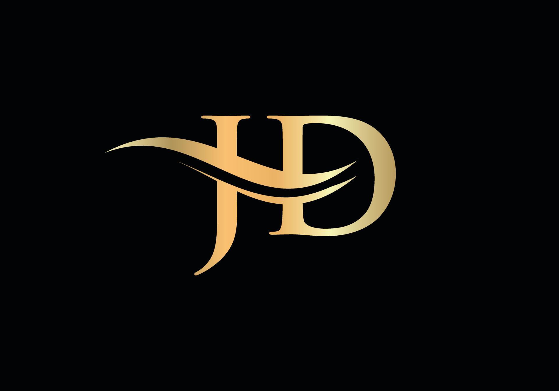 Gold JD letter logo design JD logo design with creative and modern