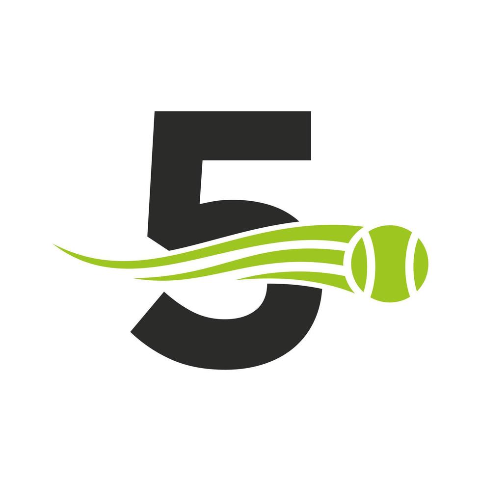 Letter 5 Tennis Club Logo Design Template. Tennis Sport Academy, Club Logo vector