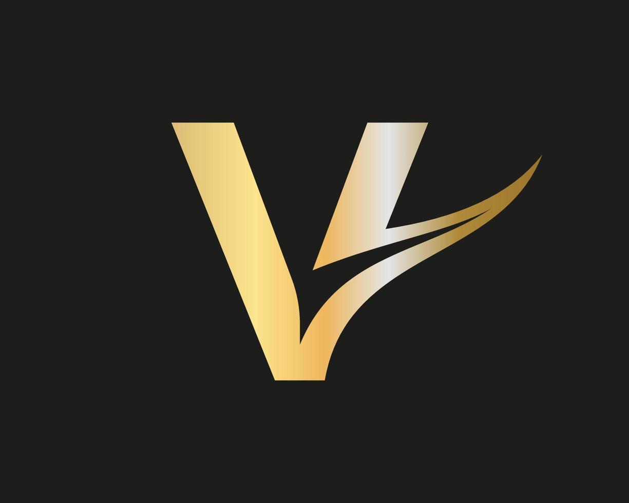 plantilla de vector de tipografía de negocio moderno de logotipo de letra v inicial