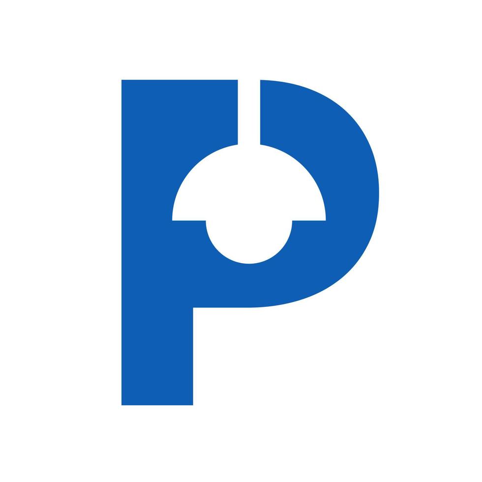 Letter P Lamp Logo Combined With Hanging Lamp Vector Template