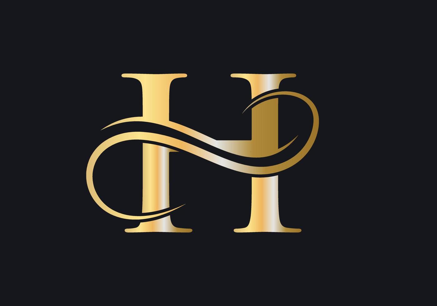 Letter H Logo Luxurious Sign with Golden Luxury Color and Monogram Symbol vector