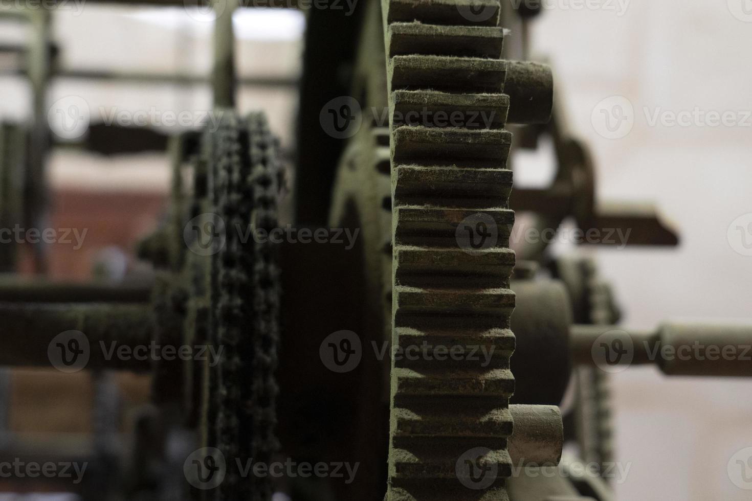 old ancient tower clock mechanism detail photo