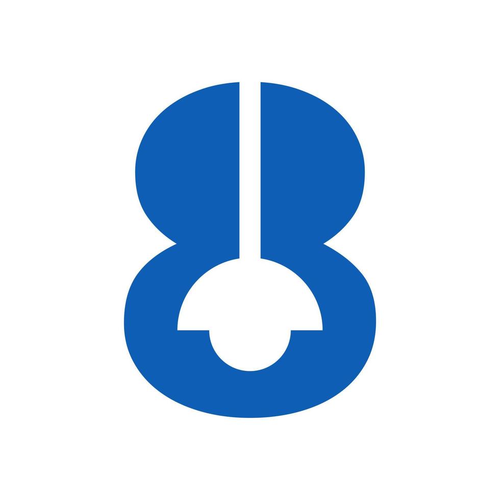 logotipo de lámpara de letra 8 combinado con plantilla de vector de lámpara colgante