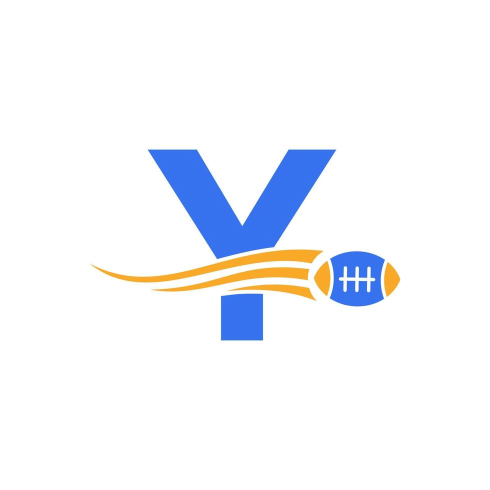 logotipo de la letra y de rugby, logotipo de fútbol americano combinado con icono de pelota de rugby para el símbolo vectorial del club de fútbol americano vector