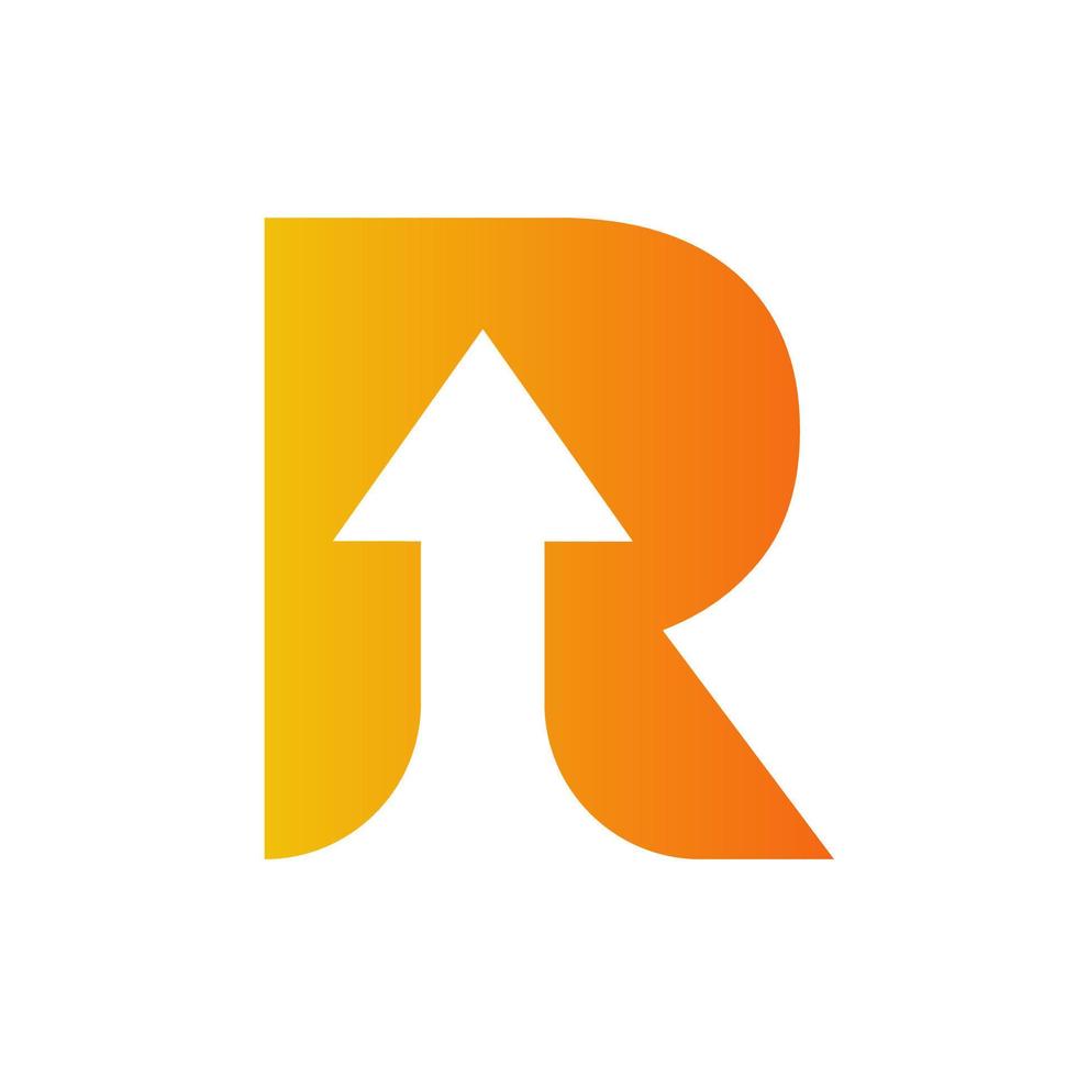 logotipo financiero de la letra r con diseño de flecha de crecimiento. elemento de contabilidad, plantilla de vector de símbolo de inversión financiera